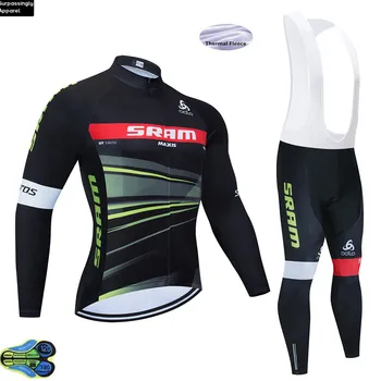 

Winter TEAM 2020 SRAM Thermal Fleece Cycling Jersey Bike Pants Set Mens 12D Pads Ropa Ciclismo Cycling Wear Maillot Culotte