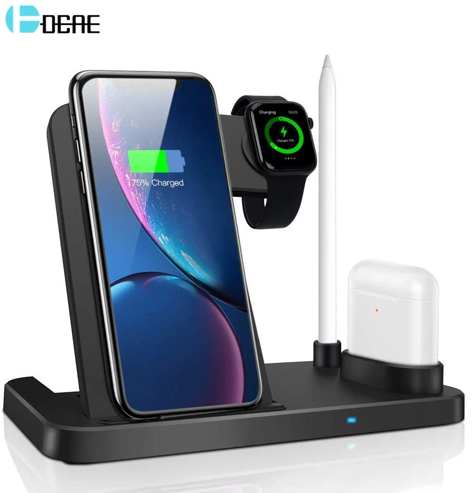 Tanie Bezprzewodowa ładowarka DCAE 3 W 1 QI 10W dla iPhone 11 Pro X XR XS 8 szybkie ładowanie stacji dokującej dla Apple Watch 5 4 3 2 Airpods