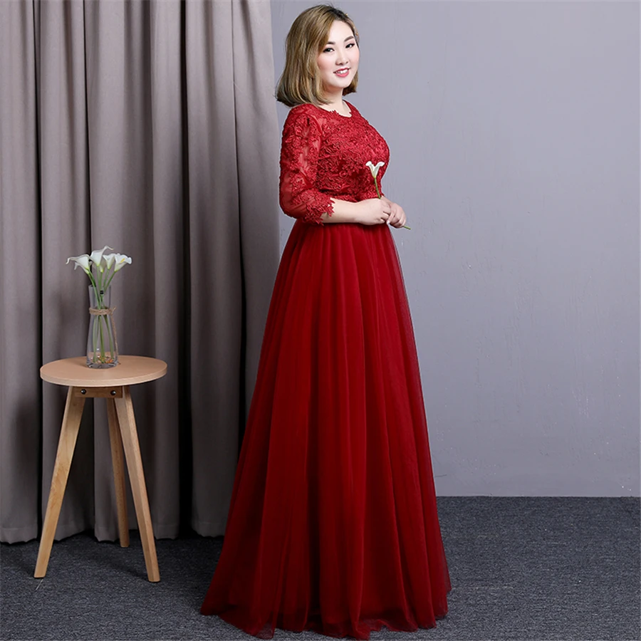 Вечерние платья длиной до пола с рукавом три четверти Robe De Soiree размера плюс женские вечерние платья с круглым вырезом горячие вечерние платья T221