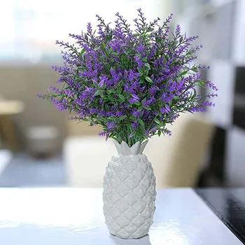 

6PCS Artificial Lavender Fake Shrubs Greenery Bushes Bouquet Home Indoor Outdoor Decor Artificial Lavender Flowers Plants