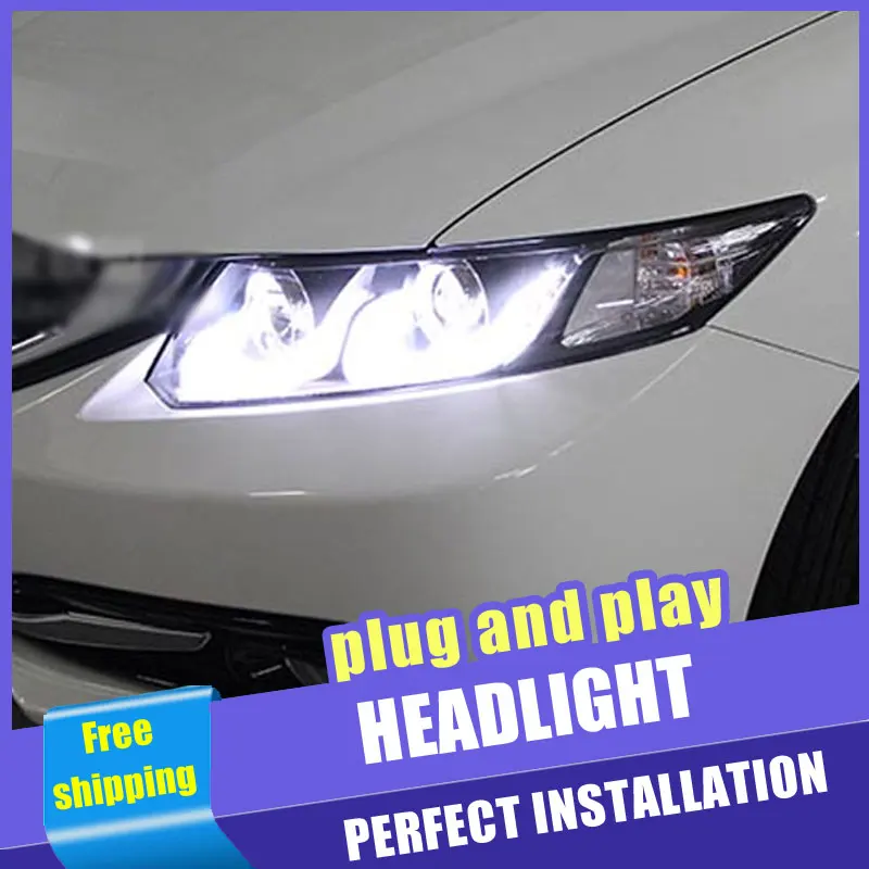 Светодиодный фары для Honda civic 2012-2015 2 шт. автомобиля светодиодный прожектор с