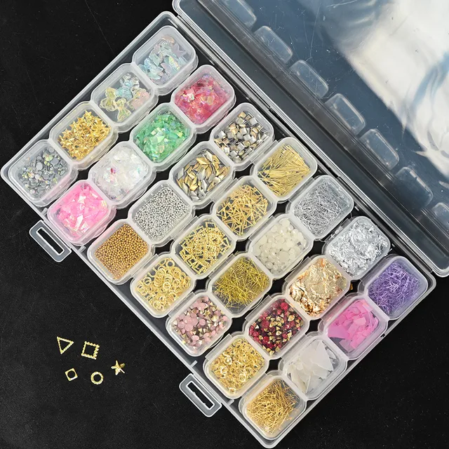 1BOX Jewelry Germ Nail Charms Luxury Kawaii Kit Crystal,Acrylic Flower,Rhinestones,Resin,Butterfly,Bear 3D Nails Decorations @MF ZCF038-05