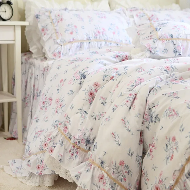 Elegant flower print bedding set Rustic duvet cover bedding Queen bed