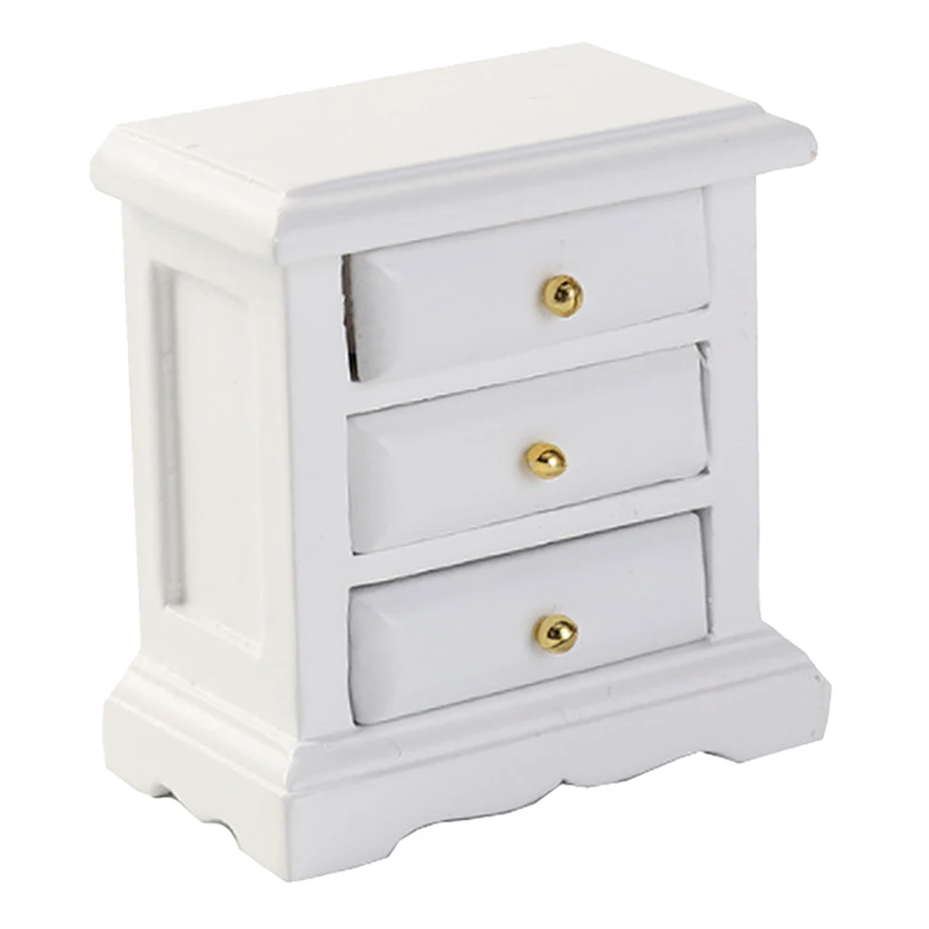 1:12 Dolls House Birch Wooden Miniature Bedside Table With Drawer Set