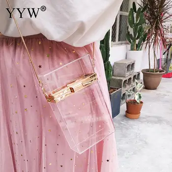 

Transparent Bag Small Woman Mobile Phone Bag Chain Lipstick Messenger Handbag Personality Cigarette Case Acrylic Clutch New