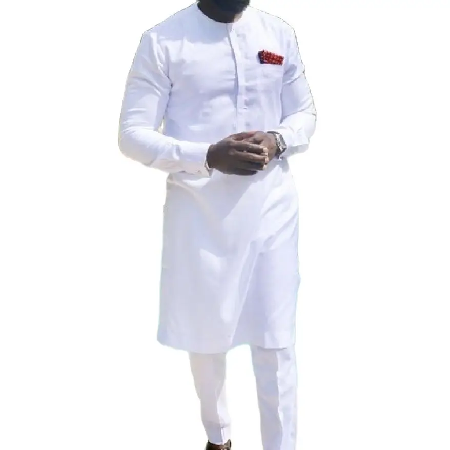 African fashion shirts and trousers solid white pant sets senator style man groom suits customized party wear clothes | Мужская одежда