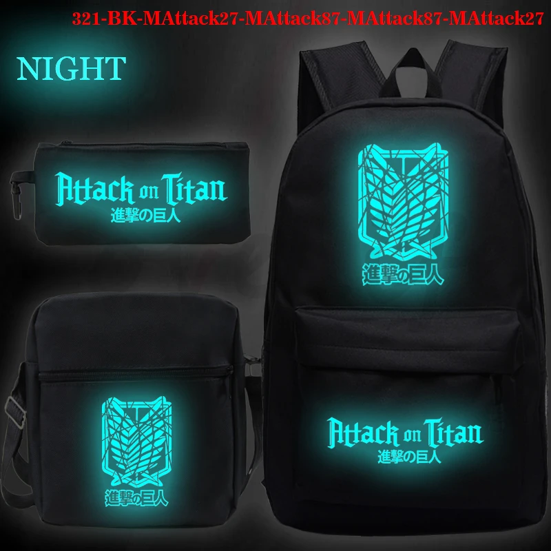 

Attack on Titan Anime Backpack 3 Pcs/Set Boys Girls School Bags Casual Travel Bagpack Laptop Rucksack Bags Student Book Knapsack