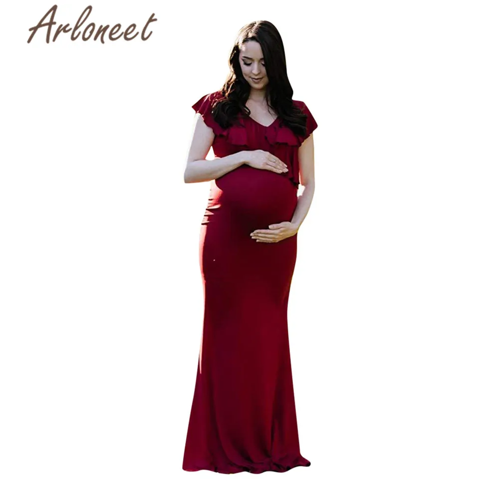 ARLONEET платья для беременных, для фотосессии, для беременных, для фотосессии, реквизит для фотосессии, Макси платье с оборками, короткий рукав,, платье для беременных