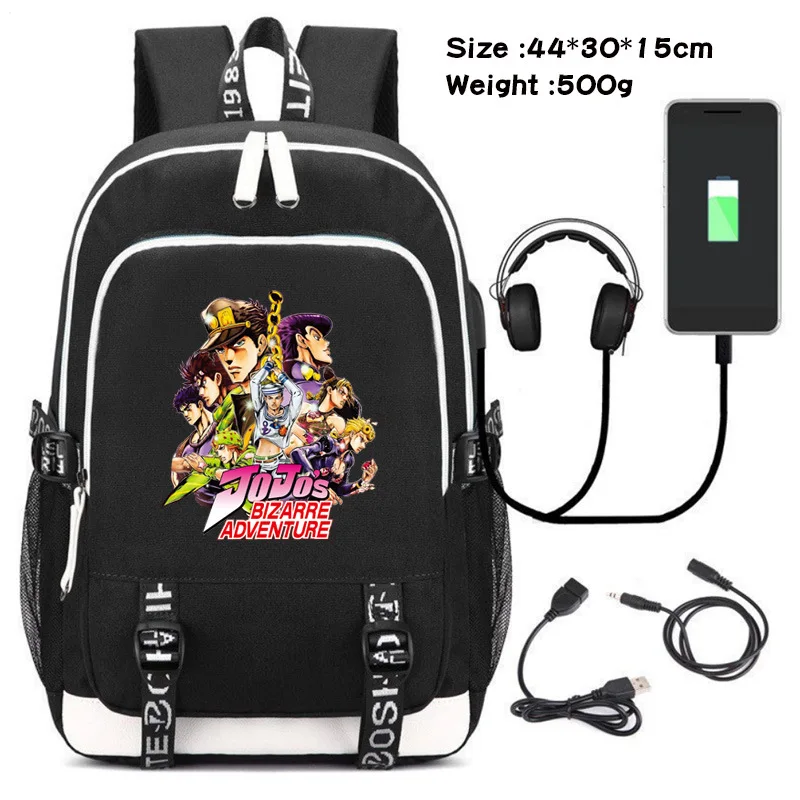 Jojo's Bizarre Adventure Backpack Rucksack Bag W/ Usb Fashion Port