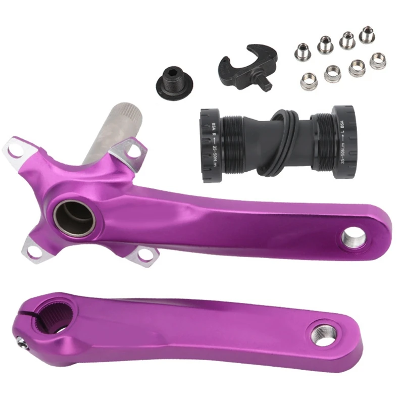 Bike Crank Arm Set 170mm 104 BCD with Bottom Bracket Kit and Chainring Bolts for MTB BMX Road Bicycle