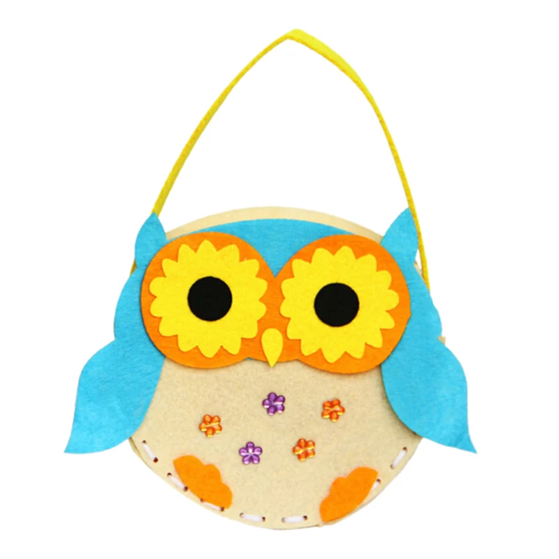 price cut  Applique Bag Kids Children Handmade Montessori Toys Non-woven Cloth Cartoon Animal Flower Bag Craft