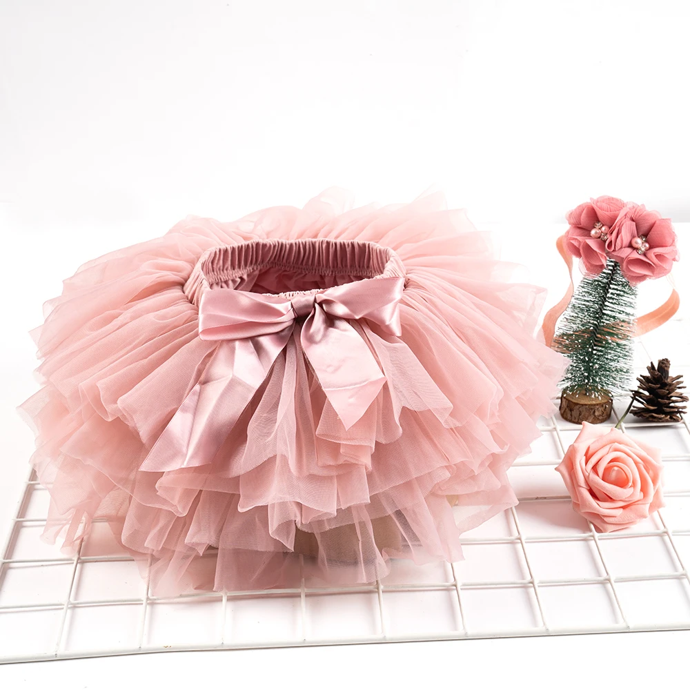 Baby Girls Tulle Tutu Bloomers Infant Newborn Diapers Cover 2pcs Short Skirts+Headband Set Girls Skirts Rainbow Baby Skirt