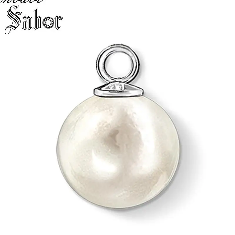 Подвеска с круглым жемчужным шариком серебряного цвета для женщин классический