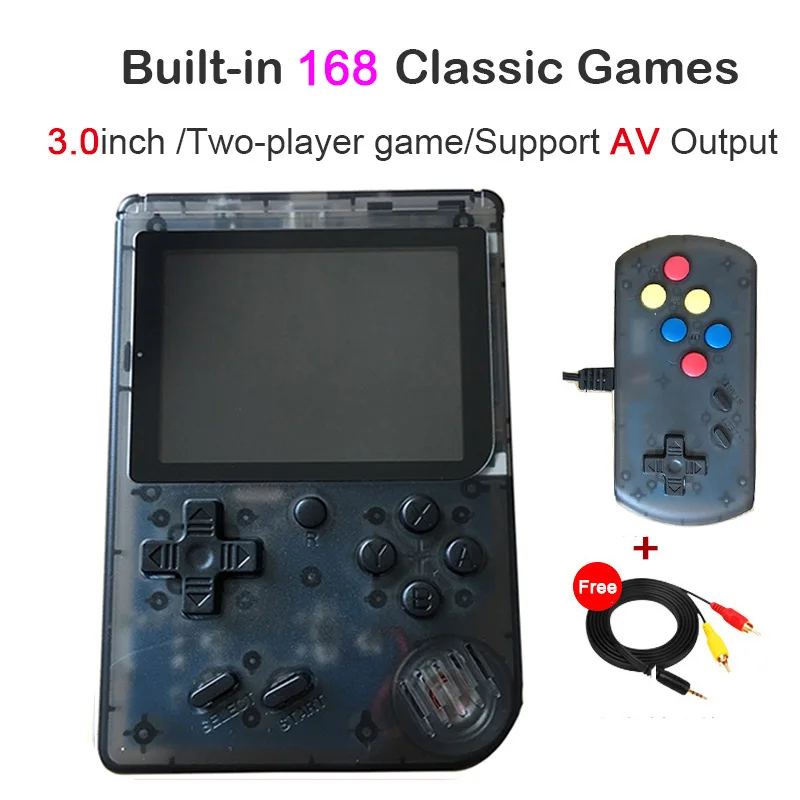 168 games-tr-black Новинка, ретро игровая консоль, 8 бит, 3,0 дюймов, портативный мини портативный игровой плеер, цветной ЖК-дисплей, Детская цветная игра, встроенные 168/500 игры - Цвет: 168 games-tr-black