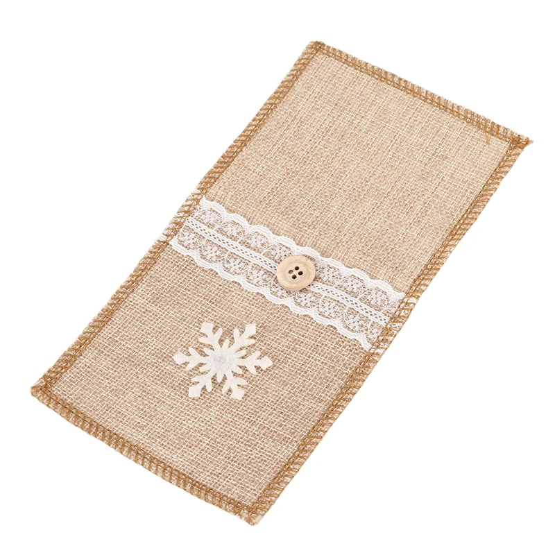 ABUI-5 предмета пижамный комплект на Рождество, декорированном мешковиной горшке кружевной мешочек для столовых приборов рустикальная свадьба посуда держатель для вилки, ножа сумка из натурального джута Украшение стола доступа