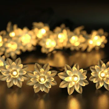 

LED Lotus String Lights Decoration 3/5/10M Christmas New Year's Decorative Lamps Battery Flash Flower Garlands USB Fairy Light