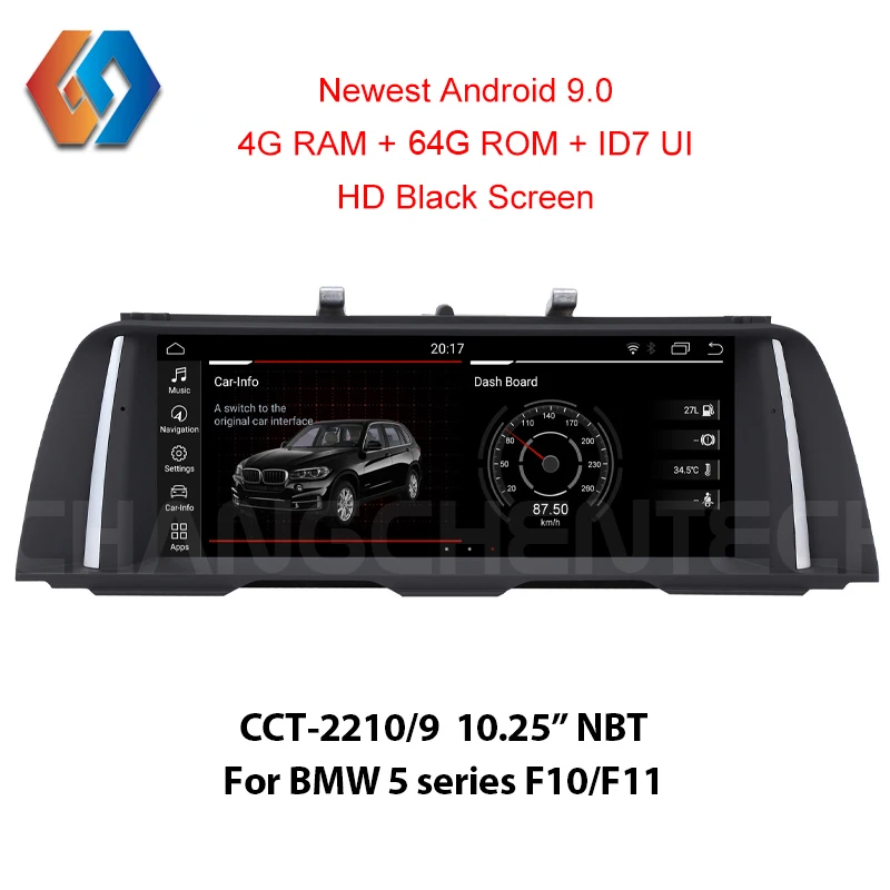 64G Rom Android 9 мультимедийная Автомобильная магнитола для BMW 5 серии F10 F11 NBT 1920x720 HD Черный сенсорный экран Встроенный CarPlay WiFi BT gps