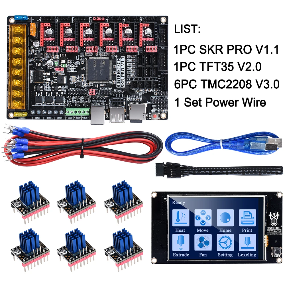 Baratos BIGTREETECH SKR PRO V1.1 32Bit Control + TFT35 V2.0 + TMC2130 SPI TMC2208 TMC2209 Uart 3D piezas de la impresora del skr V1.3 MKS GEN L