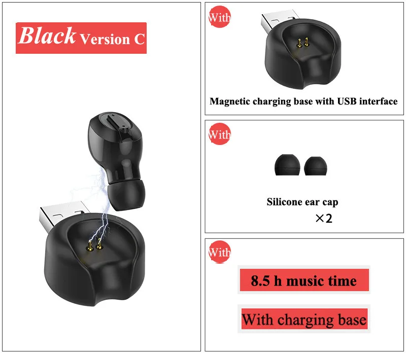 Новые технологии, мини TWS, Bluetooth наушники 5,0, беспроводные наушники, Bluetooth гарнитура для samsung galaxy s10 s8 - Цвет: USB BLACK