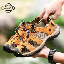 Размеры 38-47, мужские сандалии, летние мужские сандалии, натуральная коровья кожа, до лодыжки, обмотка с крючком, Классическая, размера плюс, Пляжная мужская обувь, h74