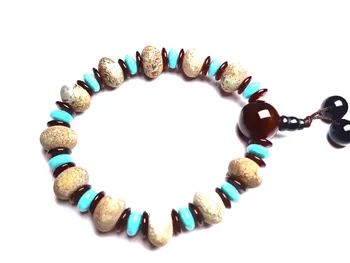 

Koraba Natural Handmade Vintage Old Agate Beads Bracelet Luxury Jewelry for Women Mens