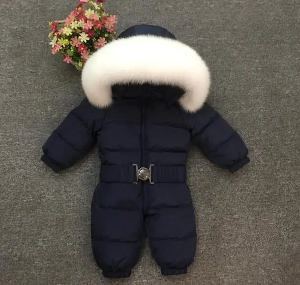 Качественные Комбинезоны для русской зимы для маленьких мальчиков и девочек; плотный костюм; теплый зимний комбинезон для девочек; Детский комбинезон; детская верхняя одежда; одежда для малышей - Цвет: Black