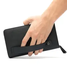 Business Men Wallet Long Top Layer Cowhide Clutch Double Layer Zipper Wallet Coin Purse Men 9069