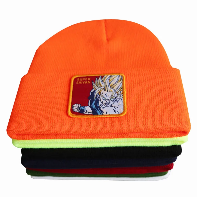 

Anime Dragon Ball Super Saiyan Cosplay Embroidery Beanie Hat Women Men Knitted Warm Winter Hats For Solid Hip-Hop Beanies Bonnet