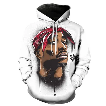 

Gangsta Rap 2Pac Hoodies Mens Hoodie Sweatshirt Hooded Men/Women 2Pac Tupac Amaru Shakur Hoody Polluvers Winter Cap Tracksuits