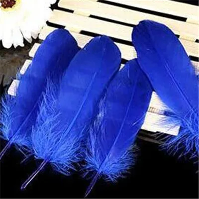 Blue 50pcs Пуховые перья многоцветный Шлейф 14-20 см перо отделка для рукоделия свадебное платье Вечерние DIY украшения аксессуары 50 шт - Цвет: Blue 50pcs