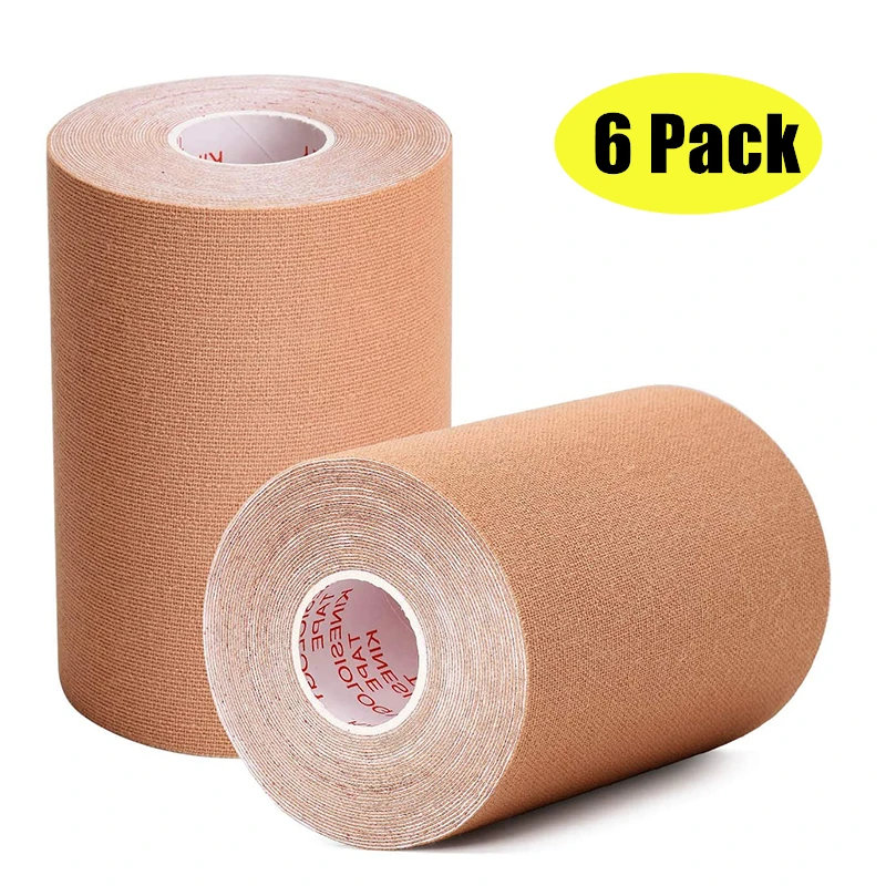 6 Pack Kinesiology Tape 10cm x 5m Waterproof Latex Free Athletic Tape for Pain Relief, Muscle & Joint Support, Injury Recovery