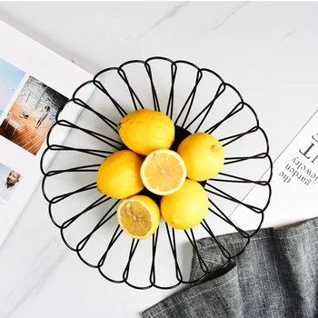 

Cretive Metal Fruit Vegetable Basket Kitchen Living Room Fruit Storage Holder Gold Black Home Organization Bowls