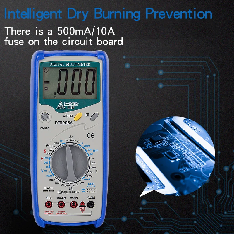 Профессиональный DT9205A AC DC LCD Дисплей электрический мультиметр портативный тестер Цифровой мультиметр конденсатор тестер Амперметр Датчик