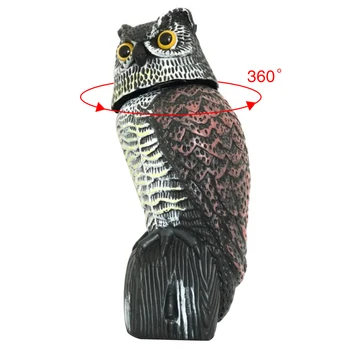 

Scarecrow Fake Ornaments Repellent Rotating Head Yard Pest Control Wind Action Protection Owl Decoy Bird Scarer Realistic Decor