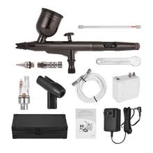Профессиональная Аэрограф набор многоцелевой Аэрограф система комплект с портативным мини воздушным компрессором гравитационная подача двойного действия