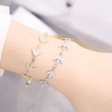 SWOUR Новая мода ювелирные изделия белого золота цвет кубического циркония лист дизайн регулируемый браслет для женщин Высокое качество S605