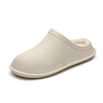 

New Womens Mens Slippers Short Plush Crokks Winter Warm Soft Cotton Home PU Lovers Floor Indoor Shoes Croc