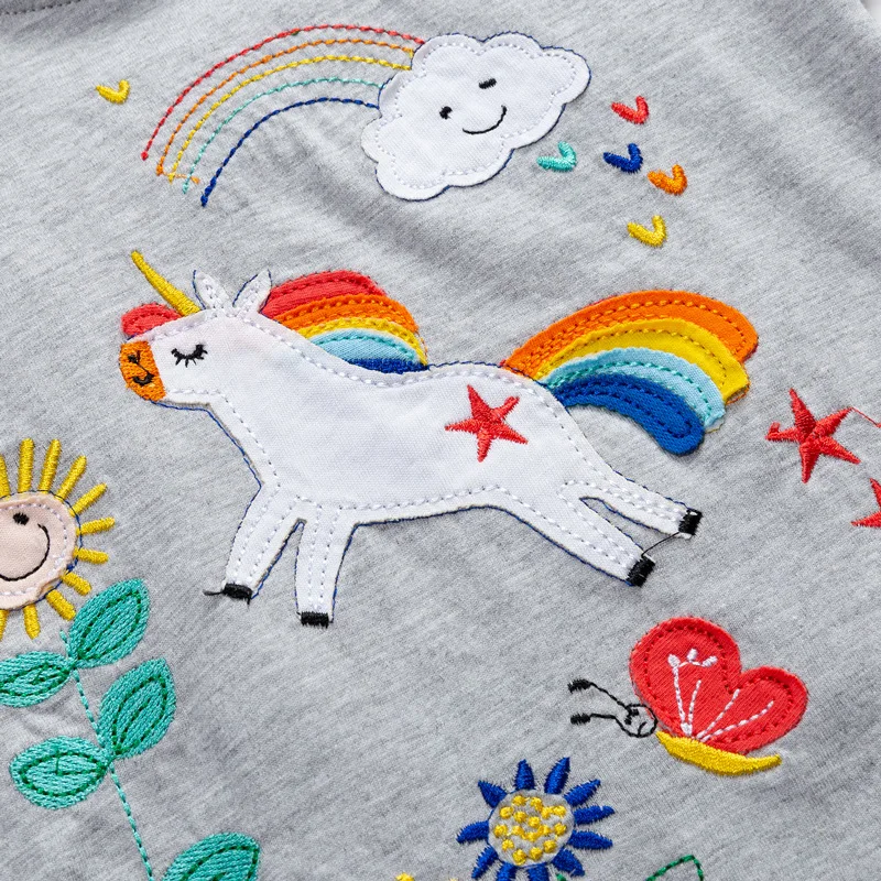 Jumpingbaby/ г. Футболка для девочек топы, одежда для маленьких девочек Футболка koszulka футболки, Vetement Enfant, рубашка в полоску Roupa Menina
