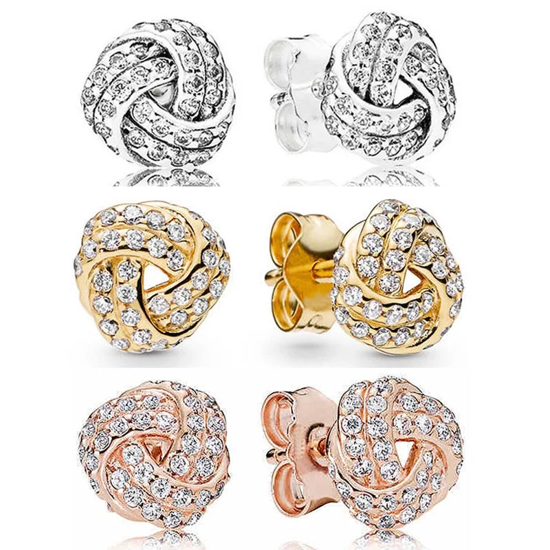 Женские серьги-гвоздики с кристаллами розовое золото | Украшения и аксессуары