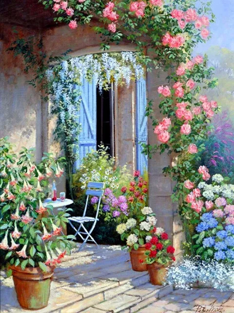 5D DIY Diamond Painting Garden Cross Stitch Diamond Embroidery Houses Rhinestones Art Kits Landscape Mosaic Home Decoration Gift QY200-12