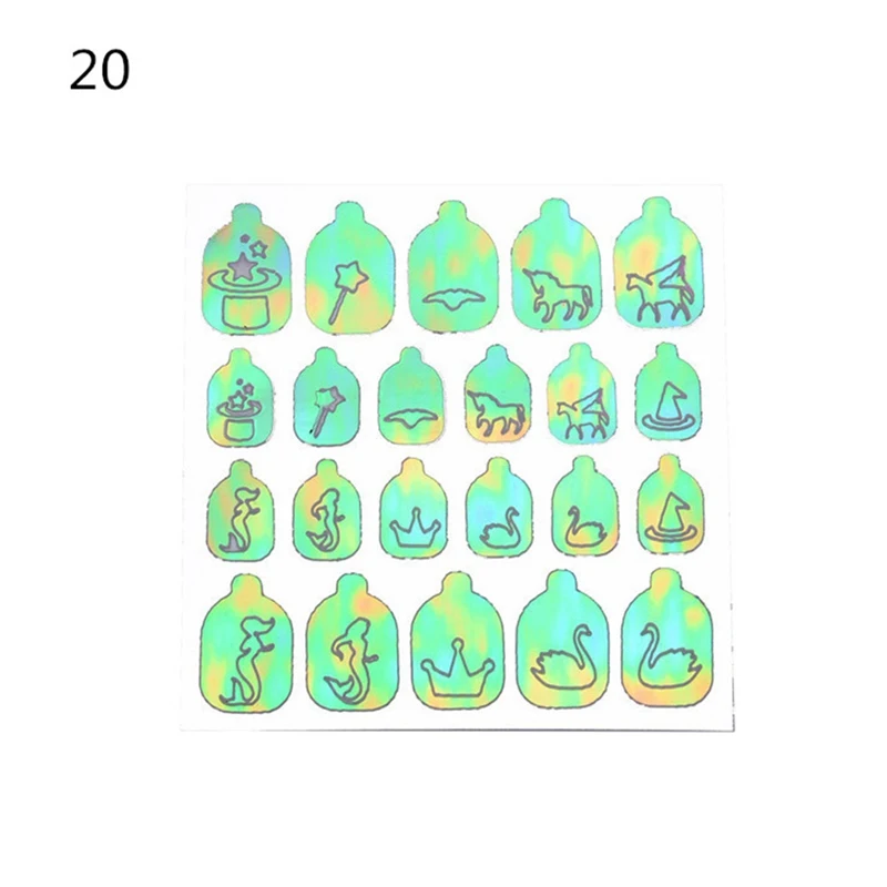 22 листа пламя Holo наклейки для ногтей винилы трафарет стикеры 3D на ногти Nail Art Наклейки маникюрные украшения