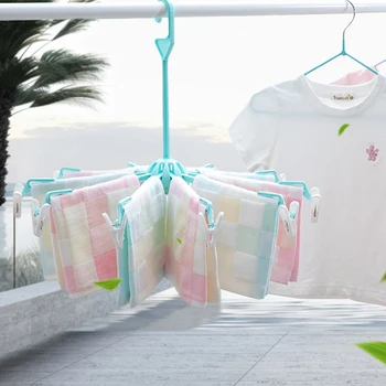 

10 Clip Folding Drying Rack Towel Underwear Socks Clip Multi-functional Clothes Rack Plastic Portable Cloth Drying Rack