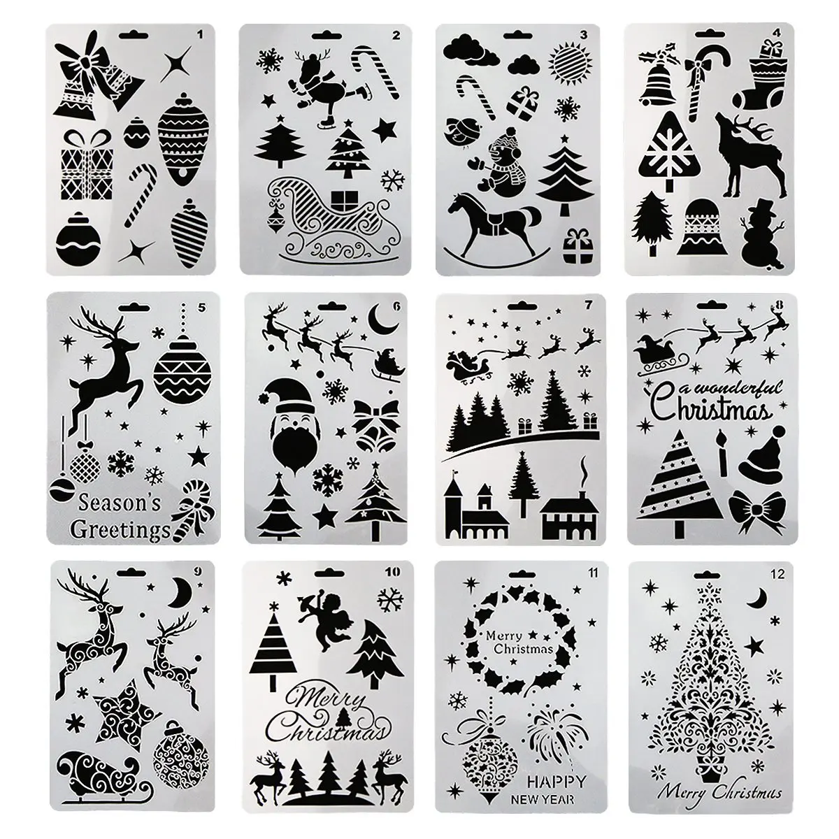 Christmas Series Painted Template Hollow out DIY Album Lace Ruler Shouchao Bao Hand Account Mapping Spray Mode