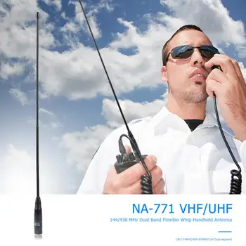 

NA-771 38cm SMA-M Male Dual Band Handheld Antenna Black Simple and Durable 2.15dBi 10W for Yaesu BAOFENG Vertex Radio 38cm