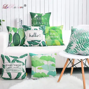

LeRadore 2018 New American Style Bolster Cushion Cover Leaf Print Blending 45*45cm Throw Pillw for Home Decorative Sofa Car