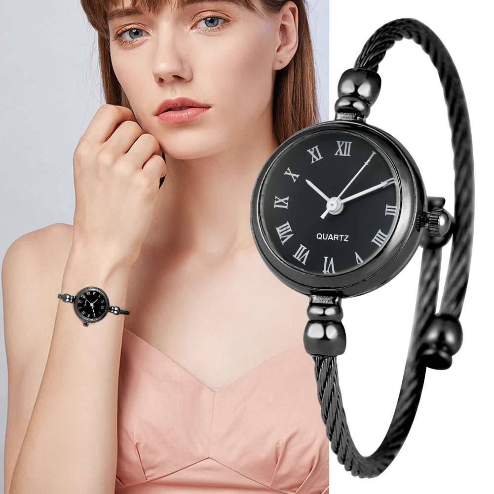 

Women's Bangle Watch Delicate Lady Bracelet Roman Number Dial Watch Silver Slim Bracelet Clock Gifts for Girls Mini Size Relojes