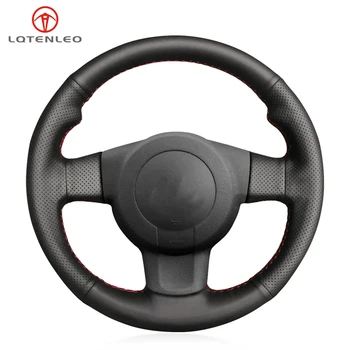 

LQTENLEO Black Genuine Leather Car Steering Wheel Cover For Seat Leon (1P) FR 2005-2009 Leon (1P) Cupra 2005-2009 Ibiza (6L) FR