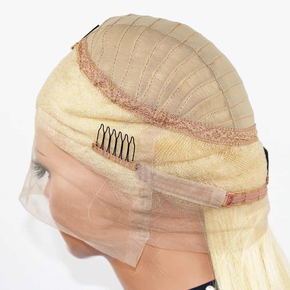 613 блонд 360 синтетический фронтальный парик предварительно сорвал с детские волосы шелковистые прямые 180 плотность 360 человеческих волос парики