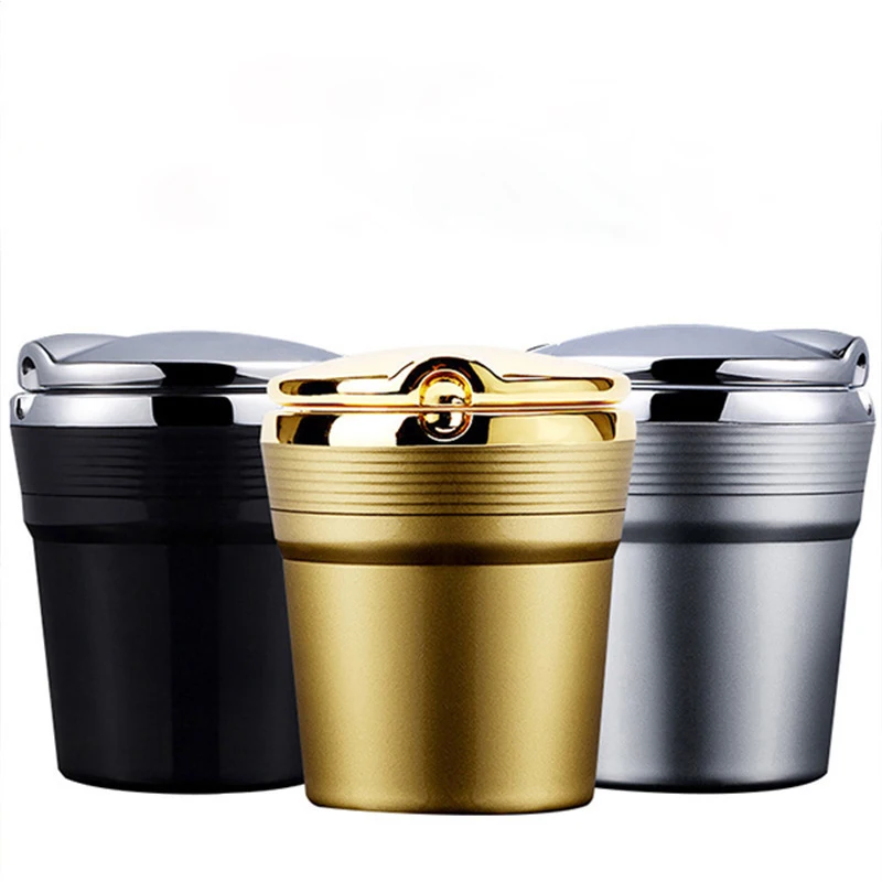 

Large Size Metal Base Ashtray for Car LED Light Flip Night Light Car Interior Accessories Christmas Present