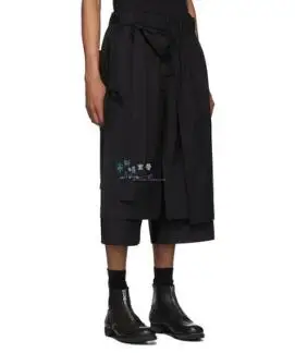 black 27-44, новинка, Мужская одежда, модные Асимметричные Брюки-кюлоты на шнуровке с несколькими слоями, широкие брюки, костюм - Цвет: black